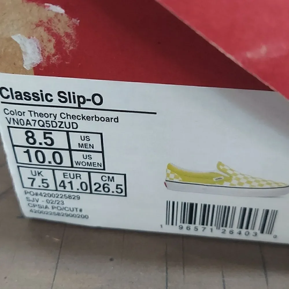 Vans Classic Slip-on Color Theory Highlighter Yellow Checker Sneakers NIB